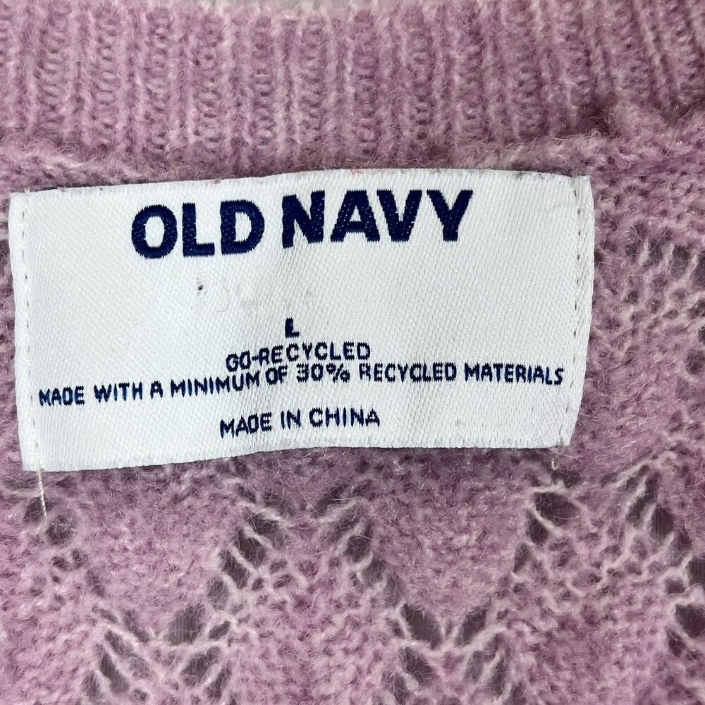 Old Navy Wool Blend Knit Sweater Women L Lavender Soft Textured Pullover - Picture 6 of 11